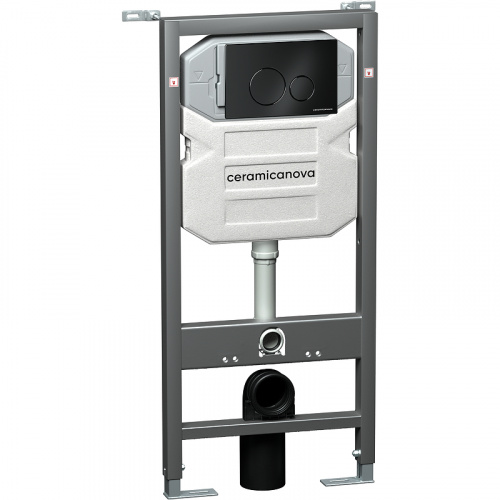 картинка Комплект унитаза с инсталляцией Ceramica Nova Balearica CN6000_1001B_1000 с сиденьем Микролифт и Черной матовой клавишей смыва от магазина Сантехстрой