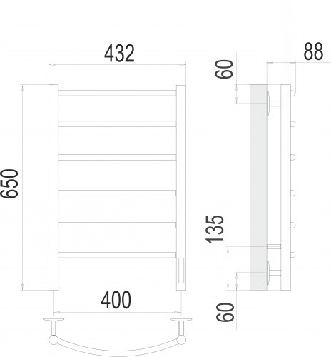 картинка Полотенцесушитель Terminus Классик П6 400х650 электро от магазина Сантехстрой
