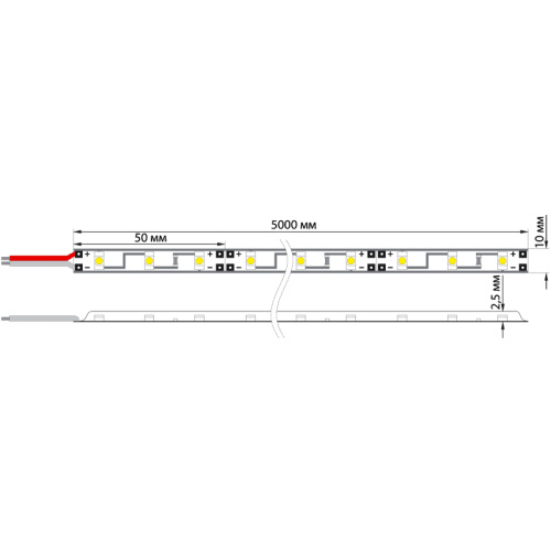 картинка LED лента 5м открытая, 10 мм, IP23, SMD 5050, 60 LED/m, 12 V, цвет свечения желтый LAMPER от магазина Сантехстрой