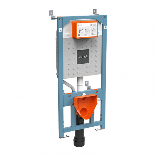 картинка Комплект унитаза с инсталляцией Vitra Integra Square 9856B003-7206 с сиденьем Микролифт и клавишей смыва Хром матовый от магазина Сантехстрой