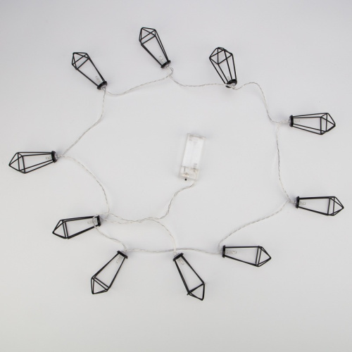 картинка Гирлянда светодиодная Кристаллы черные 10 LED,  1,5 м,  прозрачный ПВХ,  теплый белый свет свечения,  2 х АА (батарейки не в комплекте) NEON-NIGHT от магазина Сантехстрой