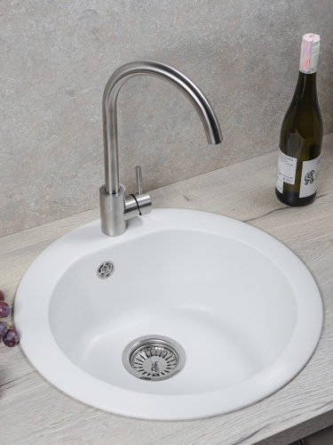 картинка Кухонная мойка круглая 505х190мм Reflexion Core RX1350WH, белый от магазина Сантехстрой