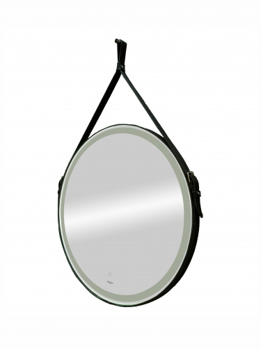 картинка Зеркало Reflection Skin с LED подсветкой, сенсором, на ремне из натуральной кожи черного цвета D650 от магазина Сантехстрой