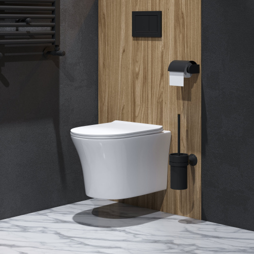 картинка Унитаз Style GR-4475S (490*365*355) подвесной БЕЗОБОДКОВЫЙ с тонкой крышкой, 1 место от магазина Сантехстрой