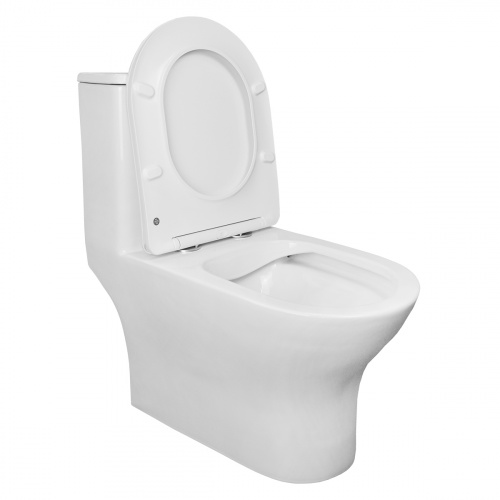 картинка Унитаз - моноблок AZARIO Terni 670x350x760 горизонтальный слив, быстросъемное сиденье микролифт (AZ-8618) от магазина Сантехстрой