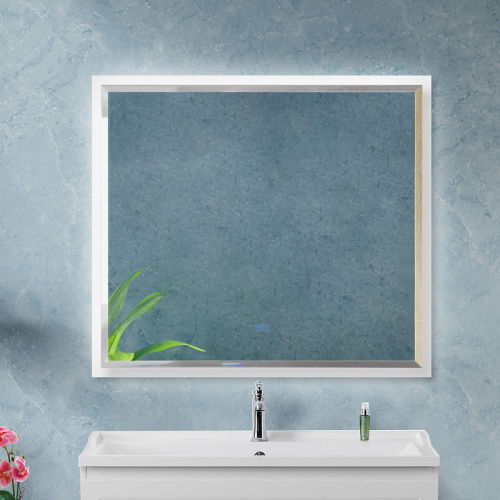 картинка Зеркало Cezares Interni 100 CZR-SPC-INT-1000-900-LED-TCH-WARM-BL с подсветкой Bianco Lucido с сенсорным выключателем и подогревом от магазина Сантехстрой