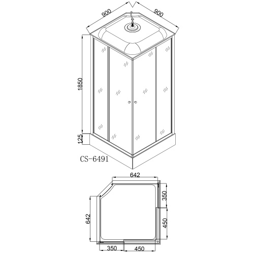 картинка Душевая кабина Loranto CS-6491F(CS-8072) 90х90х215, белая, квадратная, стекло 4мм, поддон 13см от магазина Сантехстрой