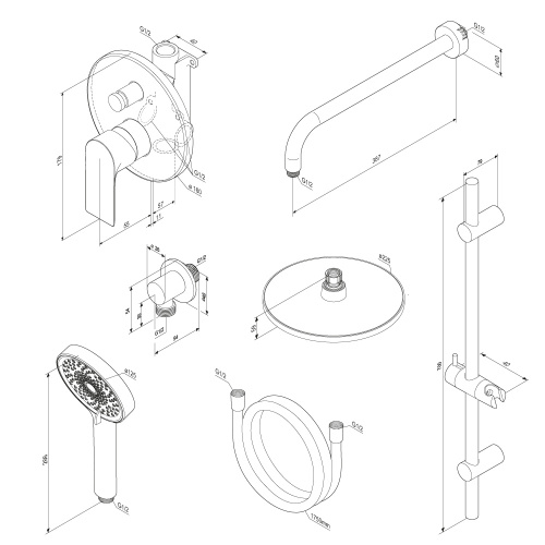 картинка 947530000 Apollo встраиваемая душевая система с душевым смесителем и штангой, хром от магазина Сантехстрой