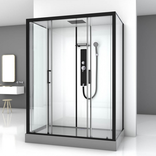 картинка Душевая кабина Black&White Galaxy 8010000 с гидромассажем профиль Черный задняя стенка Белая от магазина Сантехстрой