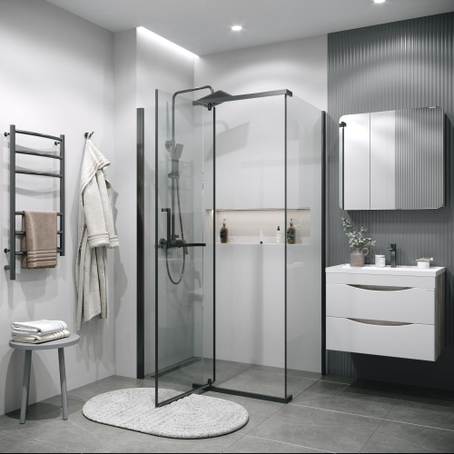 картинка Боковая стенка Grossman Pragma 200.K33.03.90.42.00 (90х195) графит сатин,стекло прозрачное, 1 место от магазина Сантехстрой