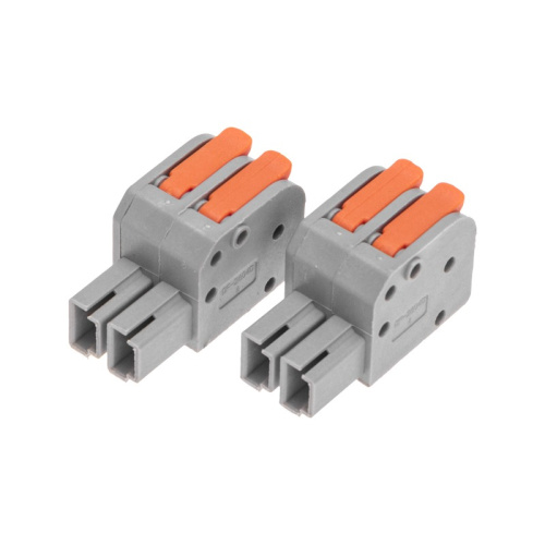 картинка Клемма СМК 222-422R проходная разъемная 2 полюса серая 0,2-2,5/4мм² (50 шт/уп) REXANT от магазина Сантехстрой