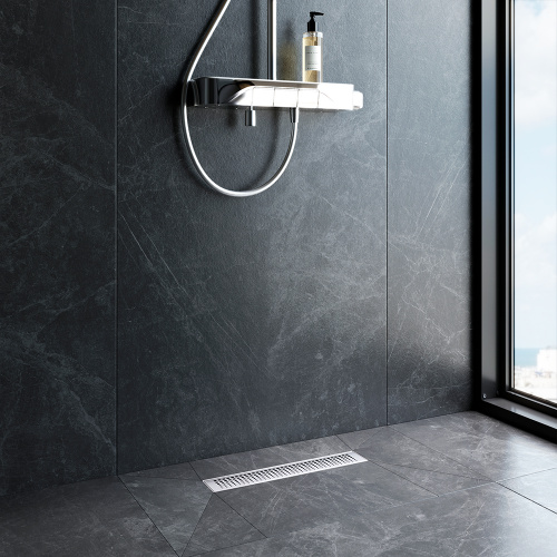 картинка W01SC-P11-040-01SB MasterFlow Трап для душа линейный универс затвор Cut Gradient 40см цвет сталь мат от магазина Сантехстрой