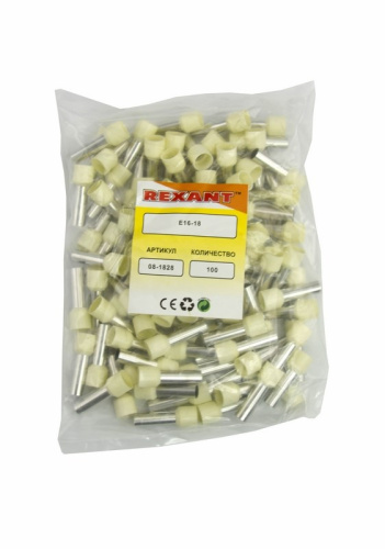 картинка Наконечник штыревой втулочный изолированный F-18 мм 16 мм² (НШВи 16-18) слоновая кость REXANT от магазина Сантехстрой