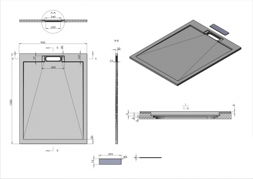 картинка Поддон для душа из искусственного камня VST-4SRL9012G, 900*1200*25, серый от магазина Сантехстрой