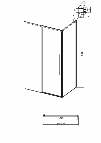 картинка Боковая стенка Grossman Galaxy 200.K33.01.90.10.00 (90х195) хром,стекло прозрачное, 1 место от магазина Сантехстрой