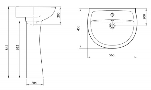 картинка Раковина Santeri Версия 565 х 455, белая (1.3111.5.S00.11B.0) от магазина Сантехстрой