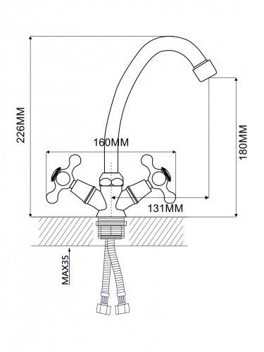 картинка Смеситель Ammore A5181-1 для кухни (2шт/уп), хром от магазина Сантехстрой