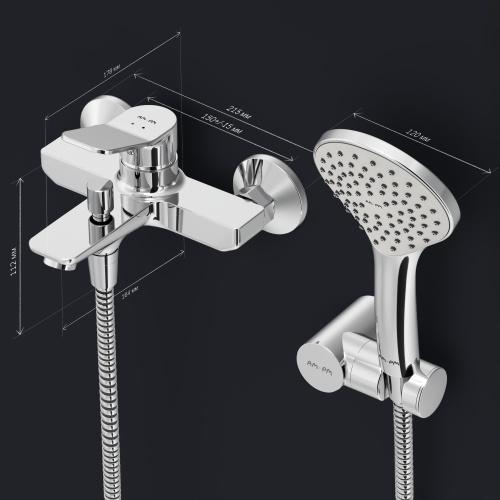 фото f85a15000 x-joy, смеситель д/ванны/душа, душ.набор, хром, шт.