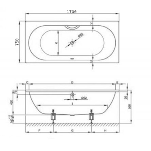 картинка BETTE Starlet Ванна с шумоизоляцией 170х75х42, с самоочищающимся покрытием Glaze Plus, белая от магазина Сантехстрой