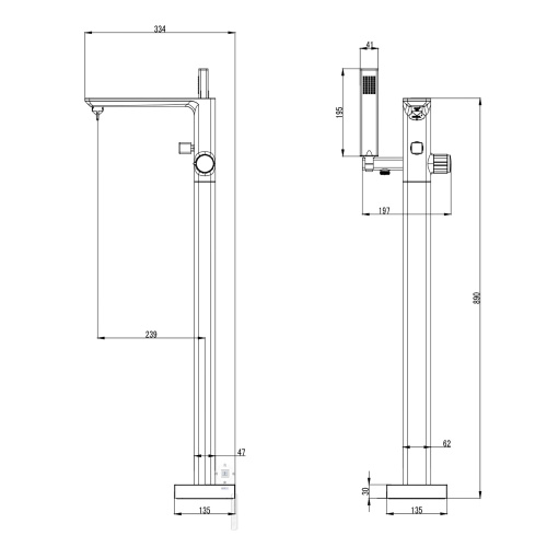 фото смеситель для ванны azario piano, отдельностоящий, керамический картридж, хром (az-208260ab5c-0308a)