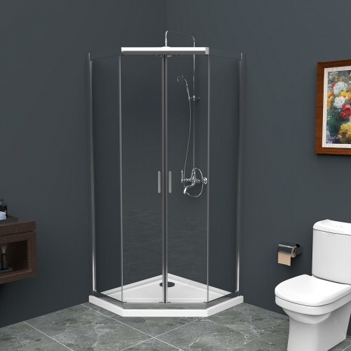 картинка Душевой уголок BelBagno Uno 100х100 UNO-195-P-2-100-C-Cr профиль Хром стекло прозрачное от магазина Сантехстрой