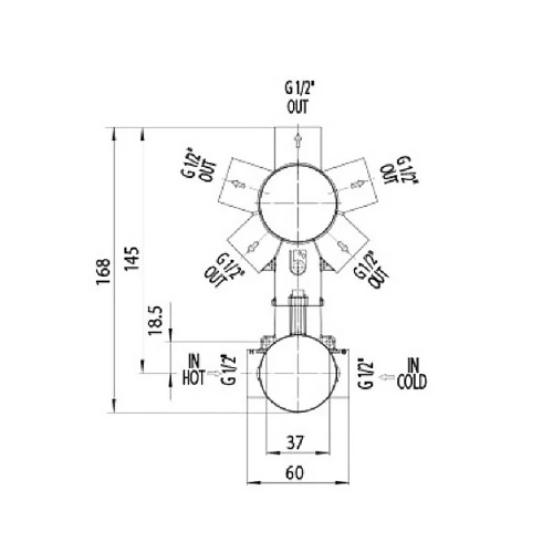 фото комплект bossini cube смеситель для душа, встраиваемый, внешняя часть, хром + универсальная встроенная часть для механического смесителя на 2-5 источников (z00004.030+z00130)