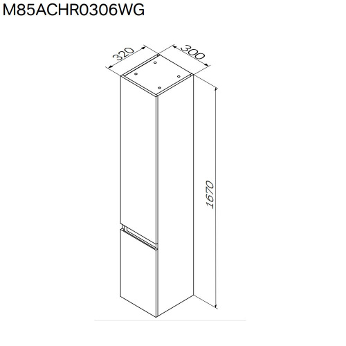 картинка M85ACHR0306WG X-Joy, шкаф-колонна, подвесной, правый, 30 см, цвет: белый, глянец от магазина Сантехстрой