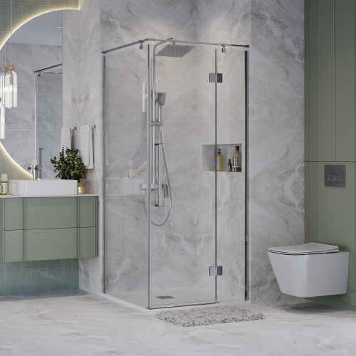 картинка Душевое ограждение Niagara Nova NG-6632-34 (100х100х195) квадрат,хром,дверь распашная,стекло прозрачное,1 место от магазина Сантехстрой