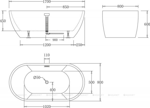 картинка Акриловая ванна BelBagno 170х80 BB70-1700-800 от магазина Сантехстрой