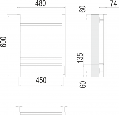 картинка Полотенцесушитель Terminus Ватикан П6 450х600 электро КС 9003 матовый от магазина Сантехстрой