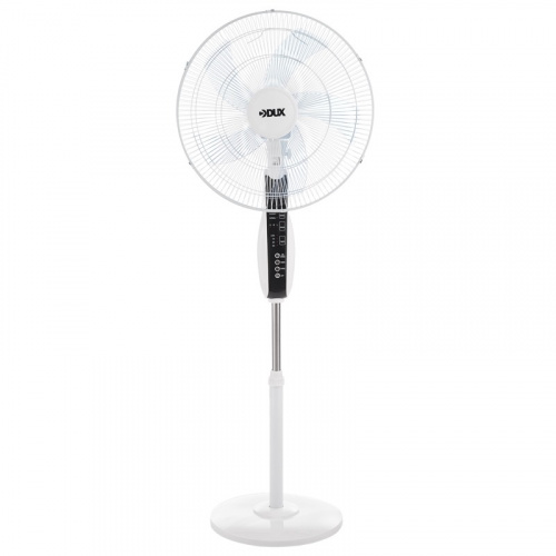 картинка Вентилятор напольный белый/синий 60 Вт,  5 лопастей,  подставка круглая,  д/у управление от магазина Сантехстрой