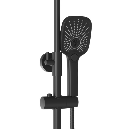 картинка Душевая стойка Pragma 500.K35.03.210 с верхним душем, ручной лейкой и смесителем, черный матовый от магазина Сантехстрой