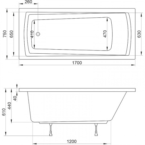 картинка Акриловая ванна Ravak Domino Set Plus 170х75 70508024 Белая от магазина Сантехстрой