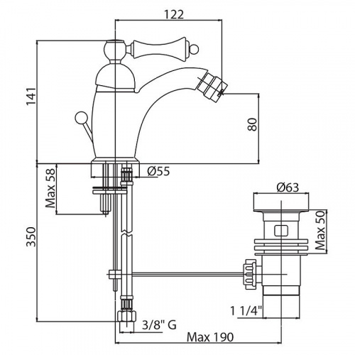 фото смеситель для биде cezares margot margot-bsm1-03/24-n золото 24 карат