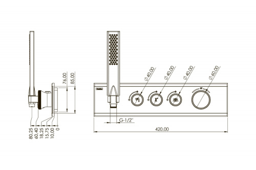 картинка Внешняя панель управления на 3 режима, розовое золото от магазина Сантехстрой