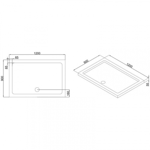 картинка Акриловый поддон 120x90 см Black & White Stellar Wind 0912000 от магазина Сантехстрой