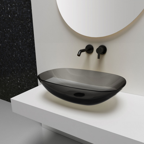 картинка Раковина прозрачная Vincea VBS-6T12B, 540*360*150, накладная, цвет черный от магазина Сантехстрой
