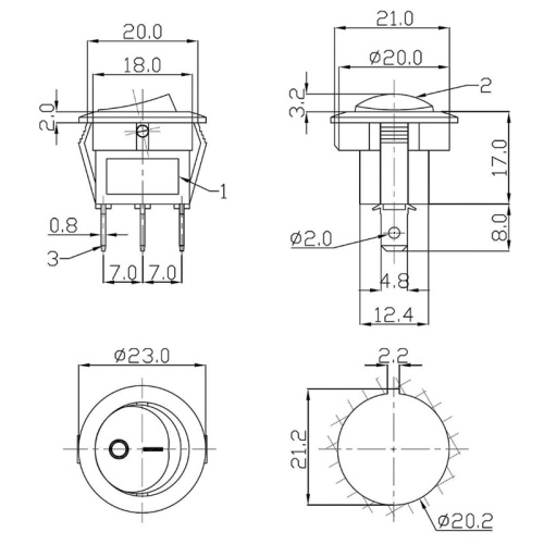 картинка Выключатель клавишный круглый 12V 20А (3с) ON-OFF красный с подсветкой (RWB-214) REXANT от магазина Сантехстрой
