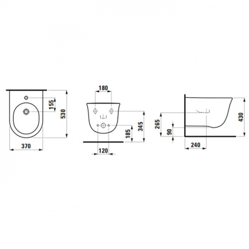 картинка Laufen New Classic Биде подвесное 530х370х430 мм, с 1 отв под смеситель, цвет белый LCC, с покрытием  LAUFEN Clean Coat от магазина Сантехстрой