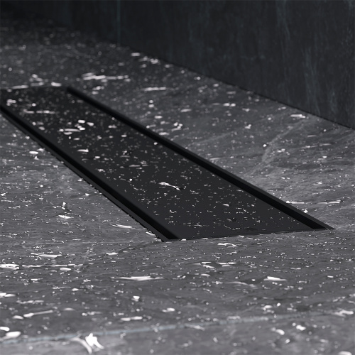 картинка W02SC-U11-050-04BM PrimeFlow Трап для душа линейный универс затвор Tile 50см цвет черн мат от магазина Сантехстрой