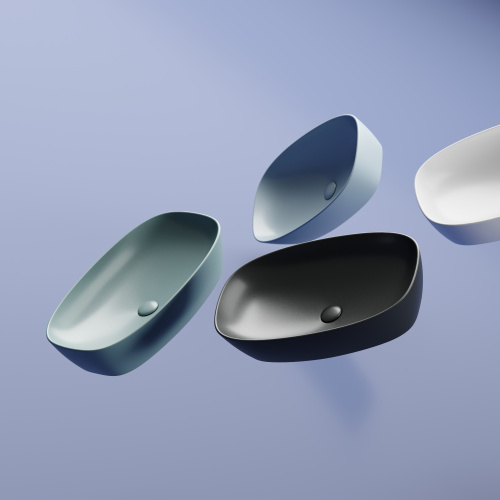 картинка CN6049MHL Умывальник чаша накладная овальная (цвет Серо-Голубой Матовый) Element 600*380*138мм от магазина Сантехстрой