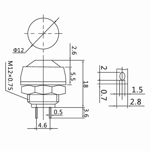 картинка Выключатель-кнопка 250V 1А (2с) OFF-(ON) Б/Фикс желтая Micro (PBS-33В) REXANT от магазина Сантехстрой
