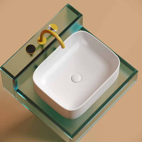 картинка CN6052MW Умывальник чаша накладная прямоугольная (цвет Белый Матовый) Element 505*380*150мм от магазина Сантехстрой