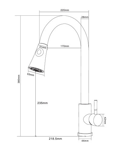 картинка Orange Steel M99-120st смеситель для кухни с вытяжным изивом, сталь от магазина Сантехстрой