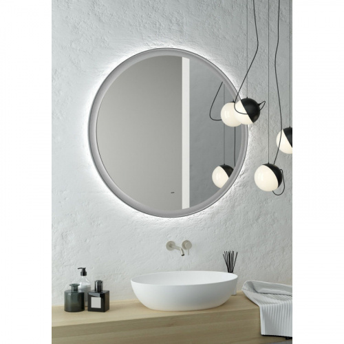 картинка Зеркало Art&Max Napoli AM-Nap-800-DS-F-Grey 80x80 с подсветкой, серый от магазина Сантехстрой