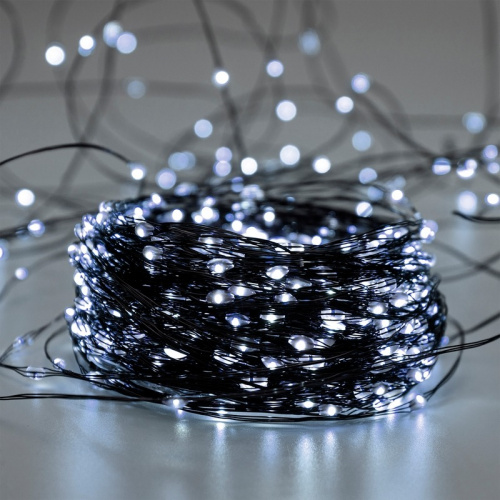 картинка Гирлянда Роса с контроллером 50м,  500LED,  IP20, 230В,  зеленый провод,  белое свечение от магазина Сантехстрой