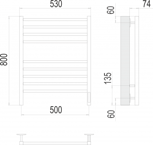 картинка Полотенцесушитель Terminus Ватикан П8 500х800 электро КС 9003 матовый от магазина Сантехстрой
