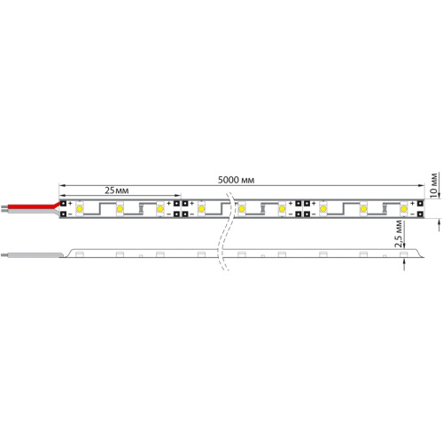 картинка Лента светодиодная 12В,  SMD2835, 9,6Вт/м,  120 LED/м,  3000K,  8мм,  5м,  IP20 LAMPER от магазина Сантехстрой