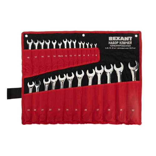 картинка Набор ключей комбинированных 6х32мм,  26 шт, CrV,  полированный хром REXANT от магазина Сантехстрой