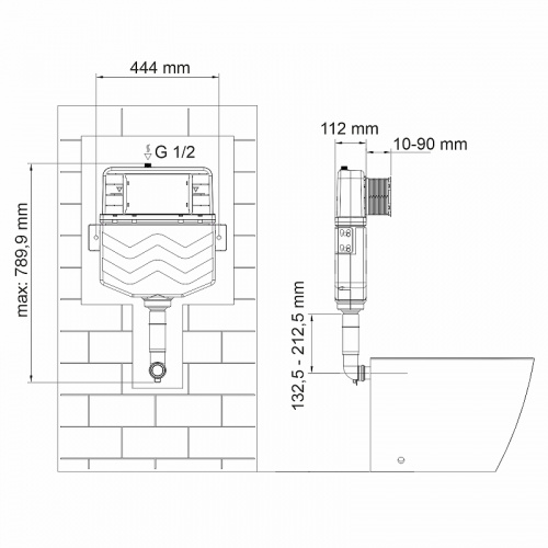 картинка Смывной бачок WasserKRAFT Aller 10TLT.031.ME.BN01 для унитаза с клавишей смыва Никель от магазина Сантехстрой